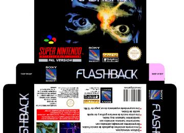 FLASHBACK SNES PAL ESPAÑA CAJA BOX PORTRAIT REPRO RETRO SNES SUPER NINTENDO